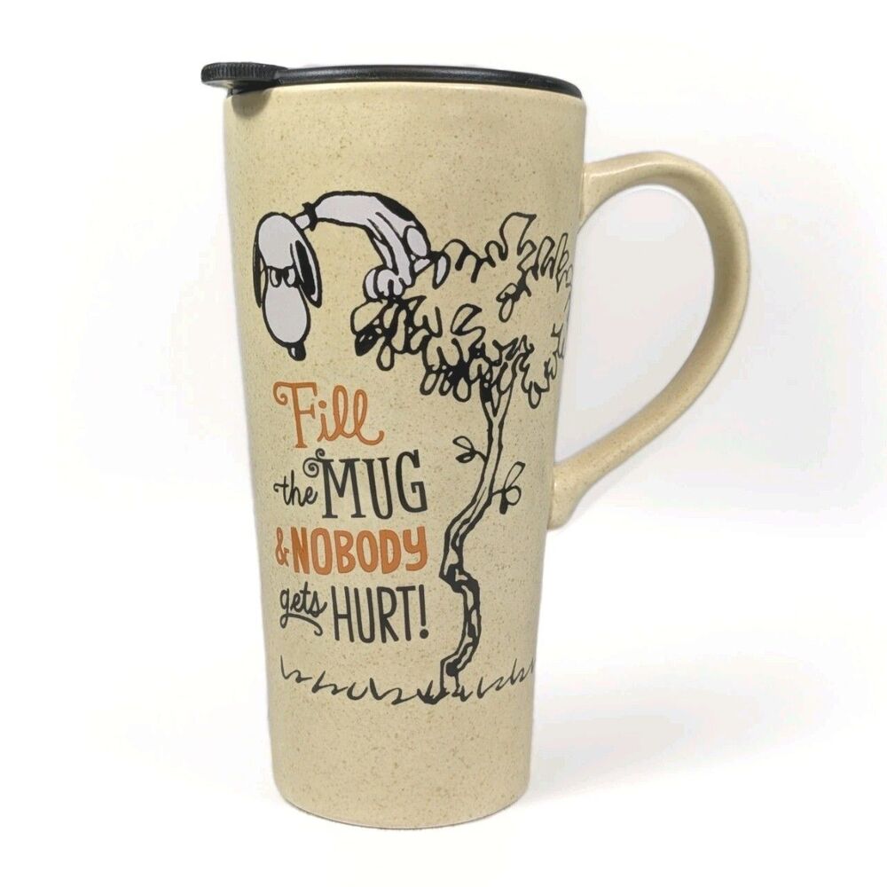 Hallmark PEANUTS Large Tall Snoopy Fill The Mug & no One Gets Hurt Coffee Mug